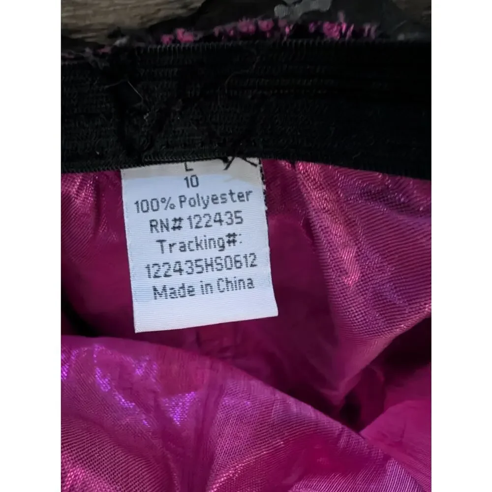 Pirate Skulls Pink Black Tulle Tutu Skirt Dance Halloween Costume Girls Sz 10